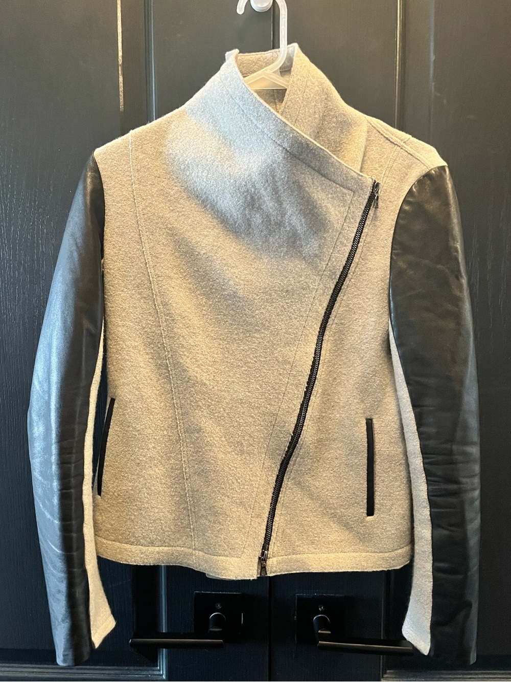 Judith & Charles 🇨🇦 Virgin Wool & Genuine Leather Moto Jacket Size 4  EUC